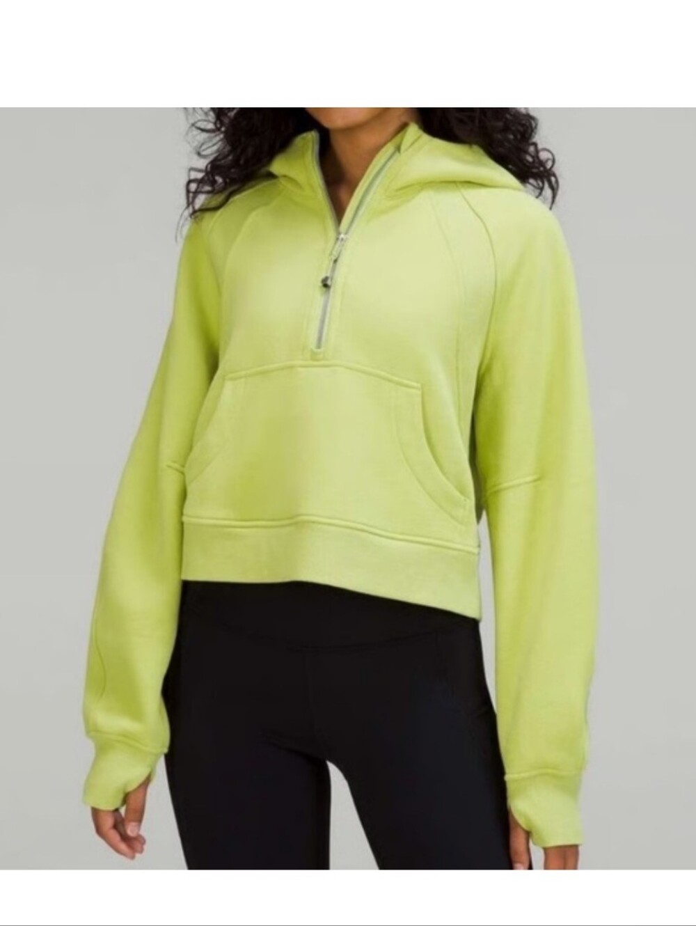 Women’s Neon Green Half-Zip Oversized Scuba Hoodie Size M/L Excellent Condition